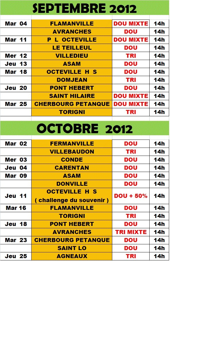 CALENDRIER VETERAN 2012