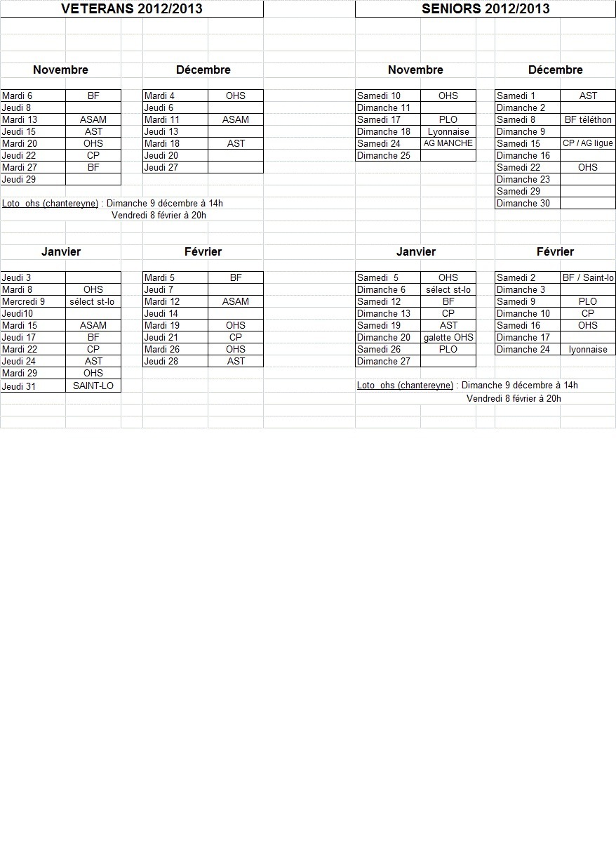 SAISON HIVERNALE 2012 - 2013