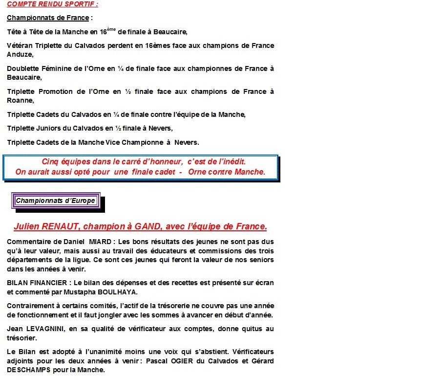 Assemblée générale de ligue à OCTEVILLE Assemblée générale de ligue à OCTEVILLE