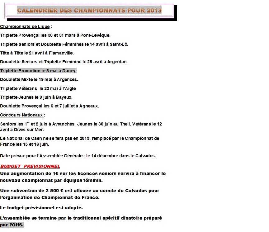 Assemblée générale de ligue à OCTEVILLE Assemblée générale de ligue à OCTEVILLE
