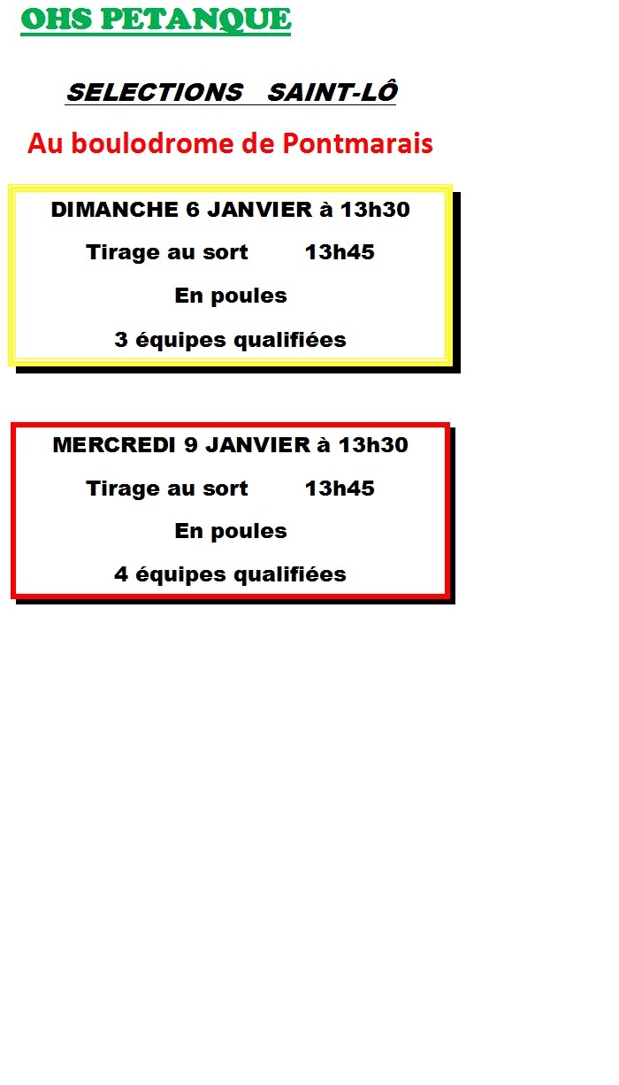       SELECTIONS POUR SAINT-LO