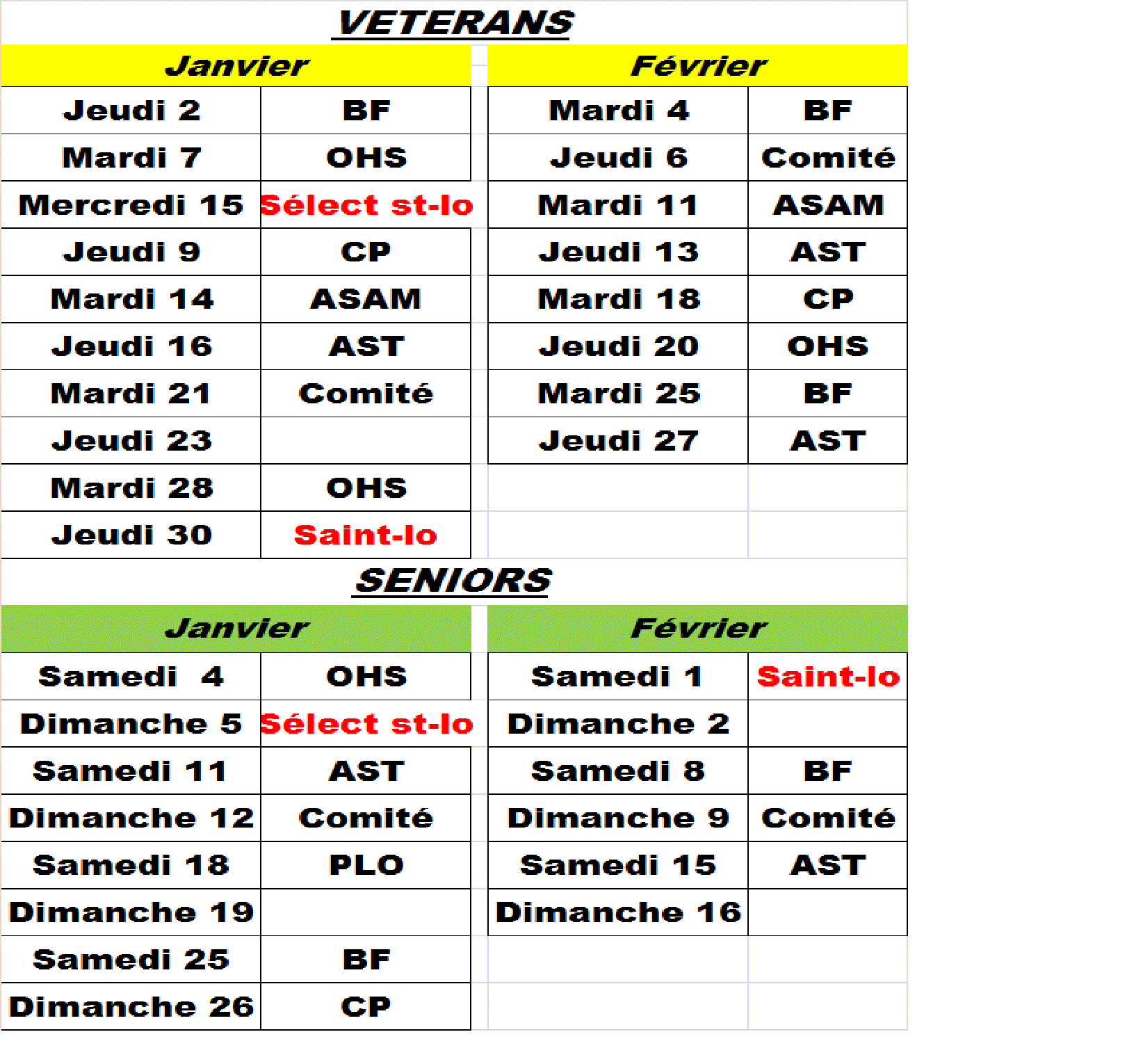 CONCOURS HIVERS (SENIOR ET VETERANS) CONCOURS HIVERS (SENIOR ET VETERANS)