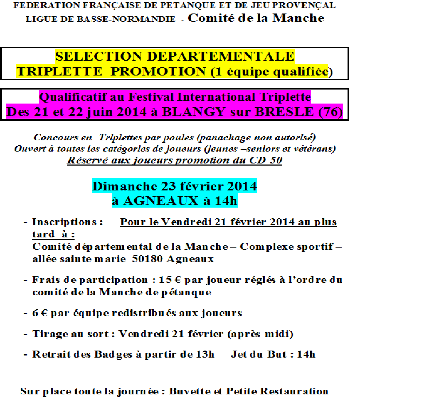 SELECTION TRIPLETTE PROMOTION BLANGY SUR BRESLE