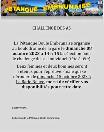 Challenge des AS Challenge des AS