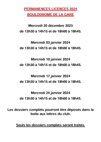 Permanences Licences 2024