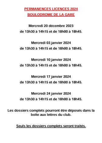 Permanences Licences 2024 Permanences Licences 2024