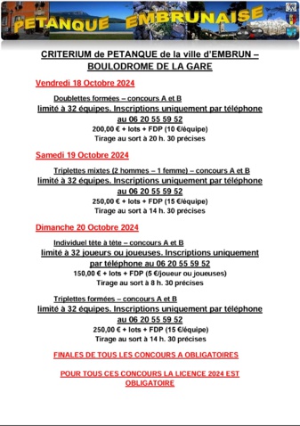 Criterium 2024 et Qualification Challenge des AS Criterium 2024 et Qualification Challenge des AS