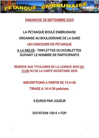  Attention, modification de la date pour la phase finale à la Roche des Arnaud ! Ce n'est plus le 19, mais le 12 octobre.
