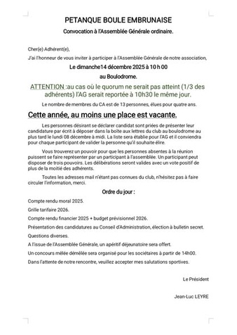 Assemblée général du 14 Décembre 2025