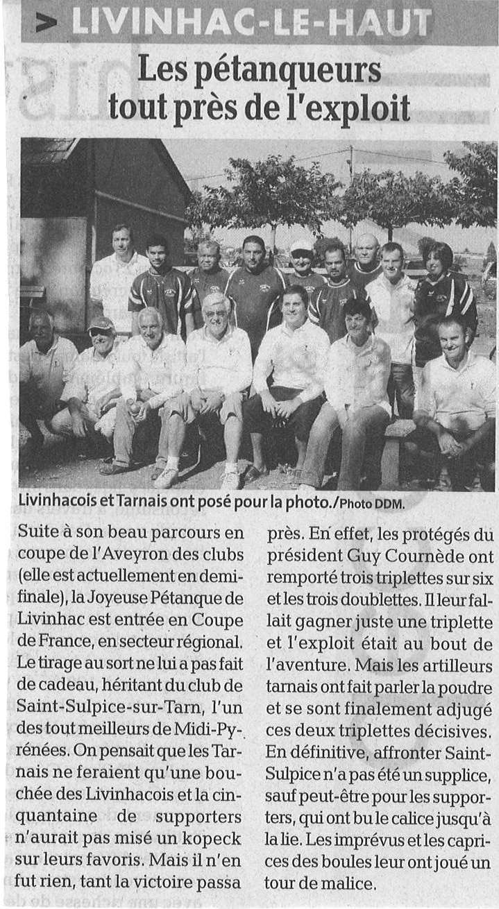 Coupe de France: Livinhac-St Sulpice. Coupe de France: Livinhac-St Sulpice.