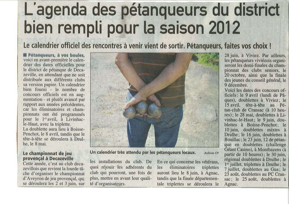 2012: Les concours officiels du district 2012: Les concours officiels du district