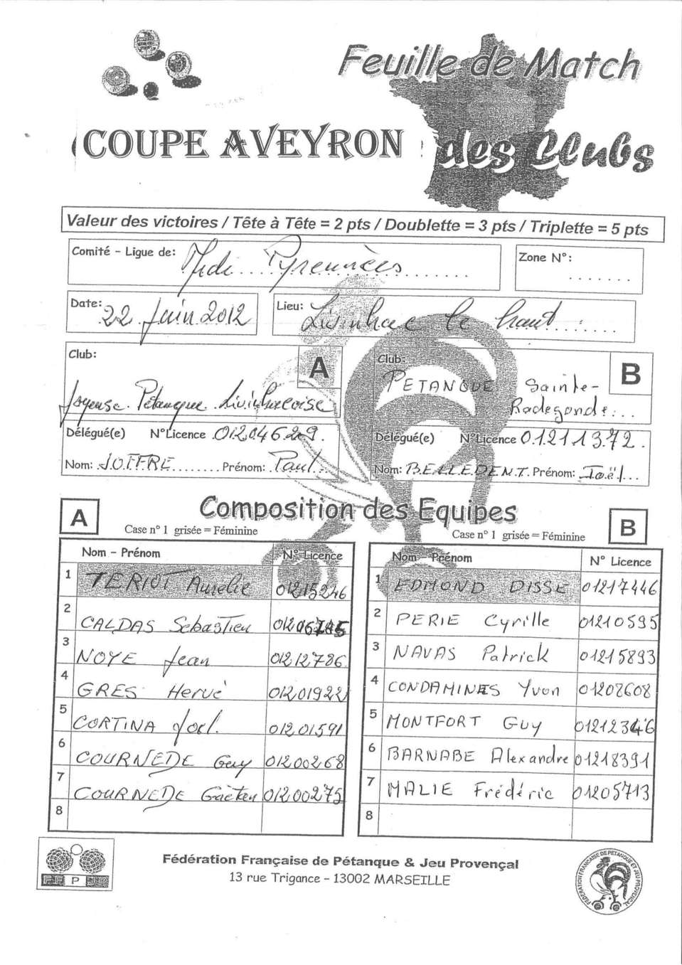 coupe de france: 2eme tour Livinhac-Ste Radegonde coupe de france: 2eme tour Livinhac-Ste Radegonde