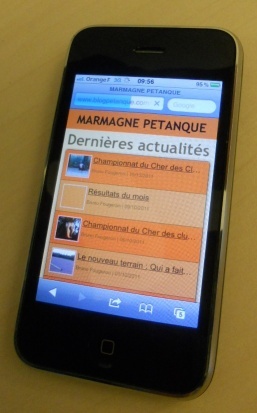 Site de Marmagne sur Iphone 3 (la présentation peu varié pour un mobile)