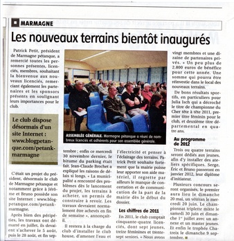 Article du Berry Republicain du 12/12/11 Article du Berry Republicain du 12/12/11