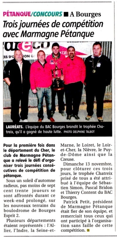 Article du Berry Republicain du 28/11/11 Article du Berry Republicain du 28/11/11