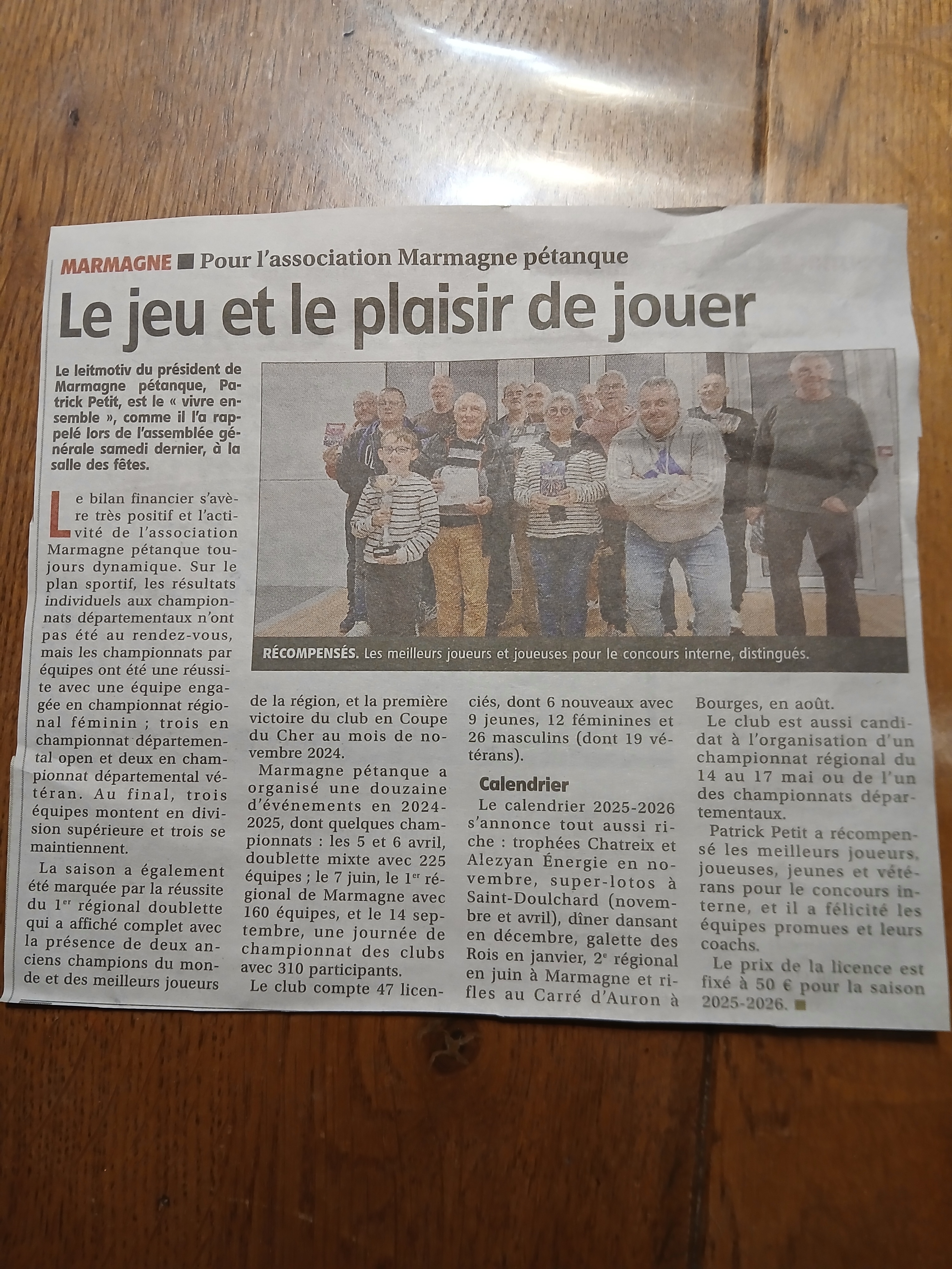 Notre club à fait son AG article du Berry