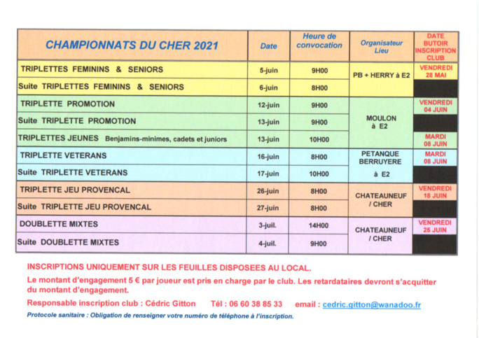 Petanque Argentaise Calendrier Pétanque Loir Et Cher 2022