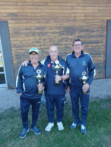 SACRE Champions Triplette vétéran Pascal Bedu - Philippe Lecolloter - Thierry Gangneux. Bravo à nos Argentais !!! SACRE Champions Triplette vétéran Pascal Bedu - Philippe Lecolloter - Thierry Gangneux. Bravo à nos Argentais !!!