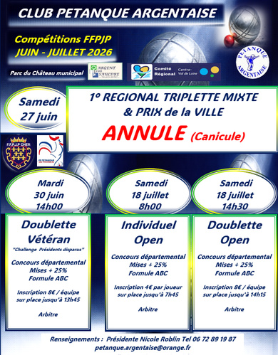 Nos Compétitions officielles juin- juillet 2026 Nos Compétitions officielles juin- juillet 2026