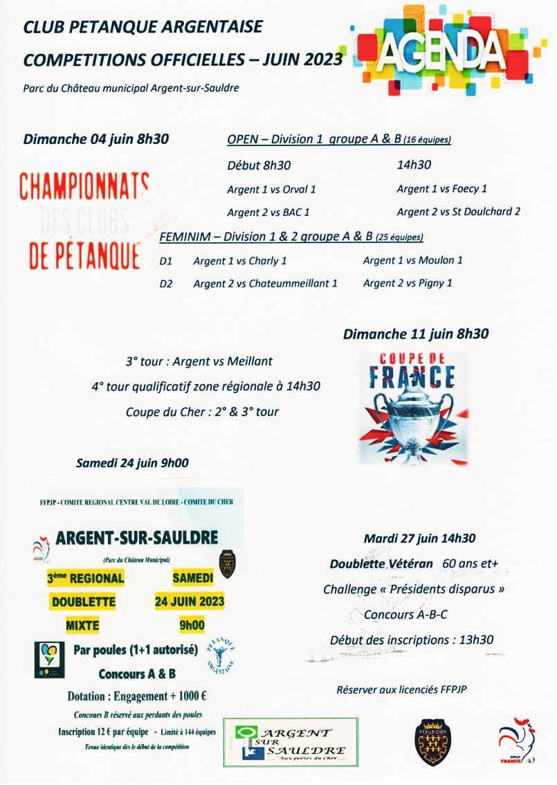 Nos compétitions en juin 2023