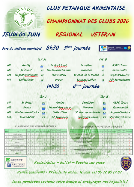 Championnats des clubs régional vétéran - jeudi 04 juin