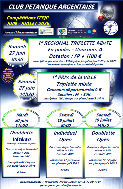 Compétitions officielles juin- juillet 2026