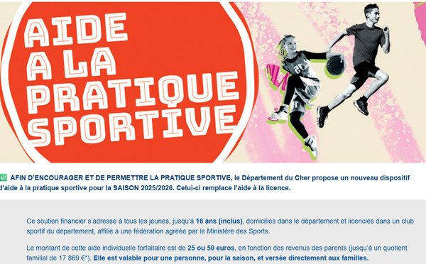 Conseil général du Cher : Aide à la pratique sportive des jeunes