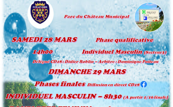 Ce week-end championnat doublettes féminins et individuel masculins