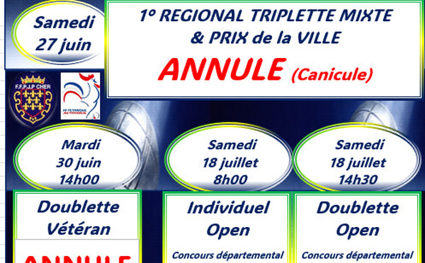 Compétitions officielles juin- juillet 2026
