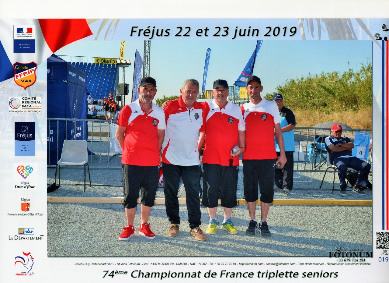 2019 - vice champion triplette seniors - Fréjus 2019 - vice champion triplette seniors - Fréjus