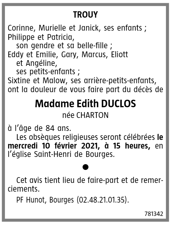 Obsèques Edith