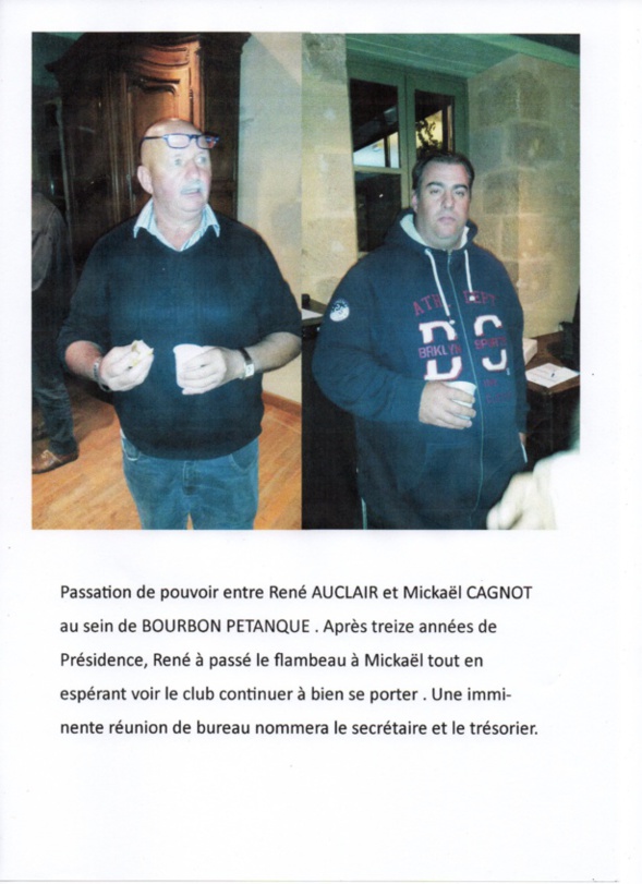 Présidence de Bourbon Pétanque Présidence de Bourbon Pétanque