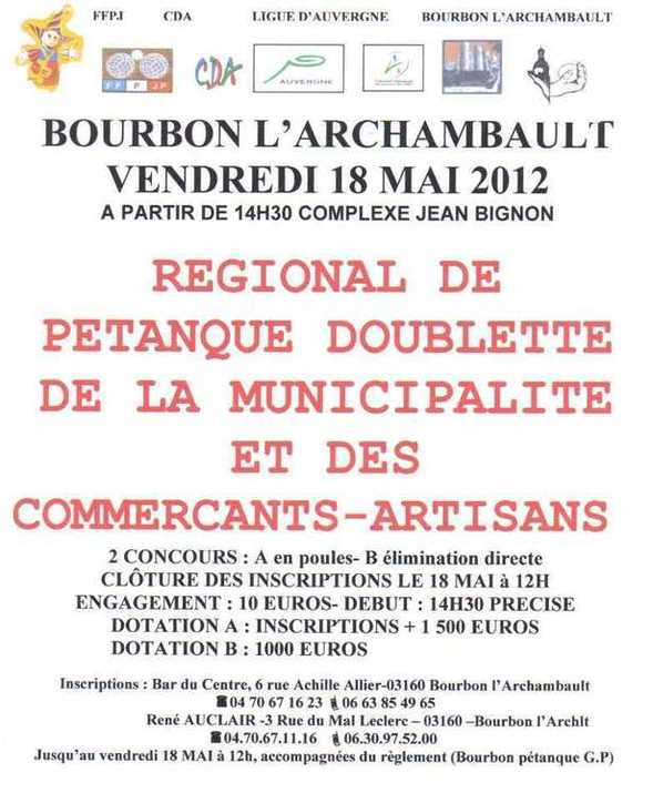 Régional Doublette du 18 Mai 2012