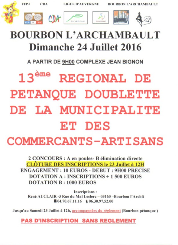 13 ème Régional de BOURBON - PETANQUE