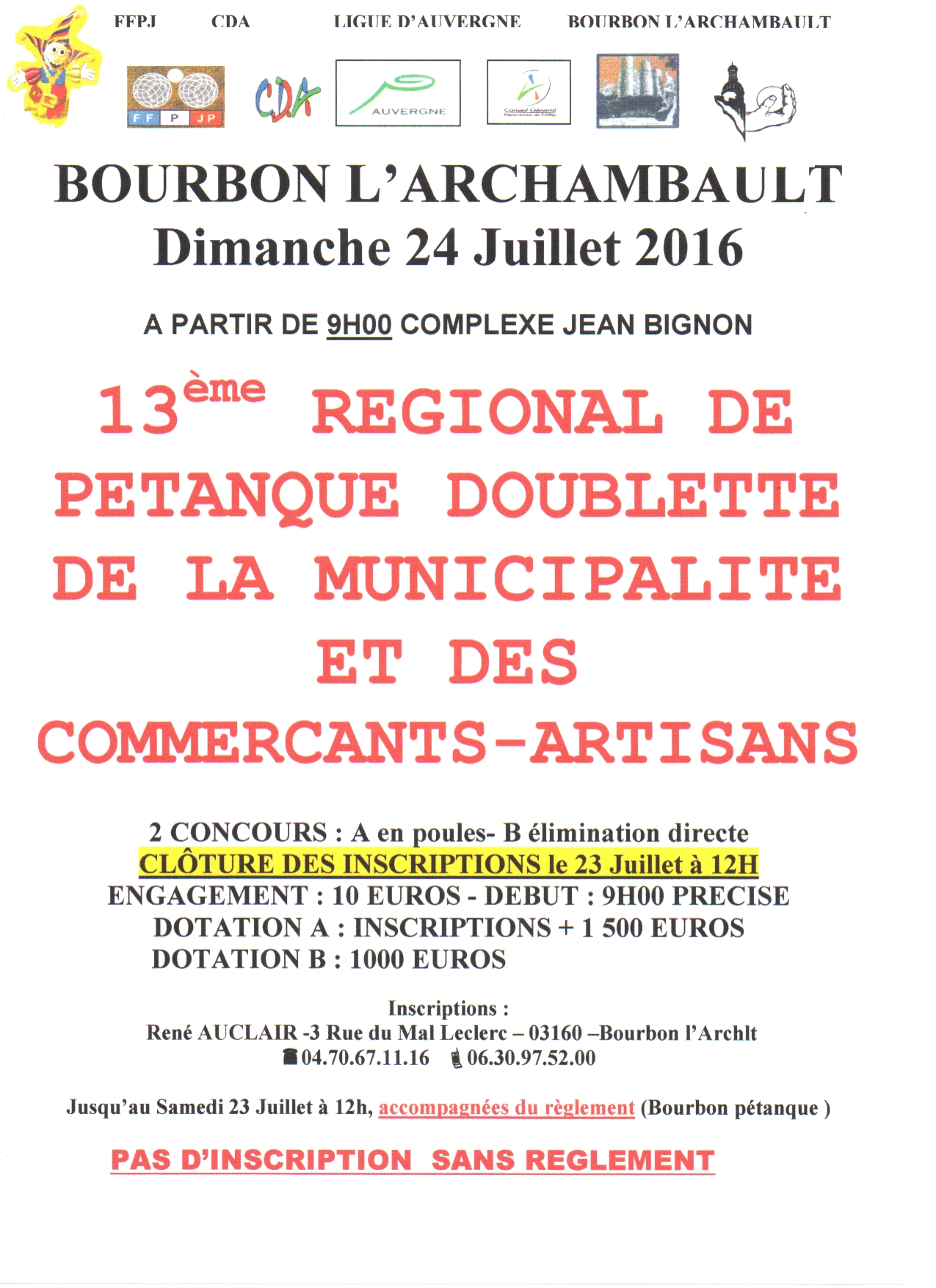 13 ème Régional de BOURBON - PETANQUE