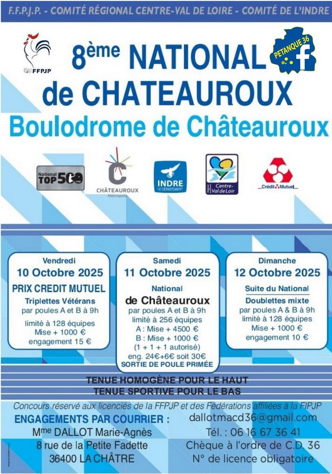 NATIONAL CHATEAUROUX 2025 - MISE A JOUR INSCRITS