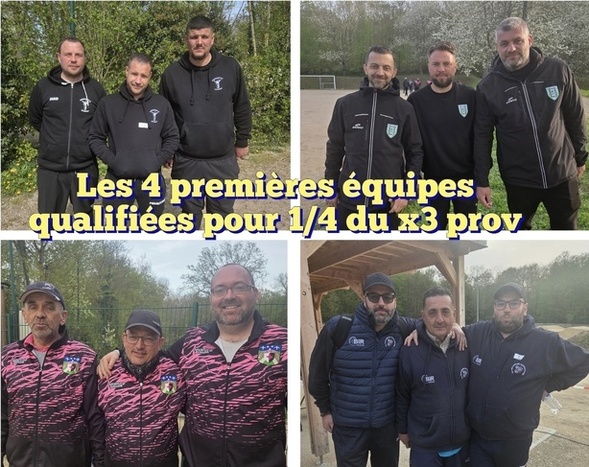 Équipes qualifiées pour les 1/4 du X3 provençal