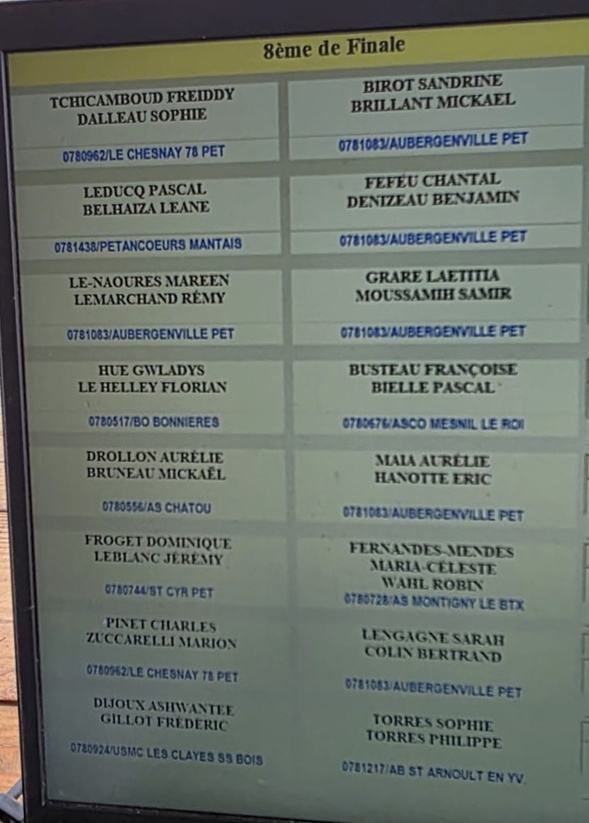 Tirage 8e de finale Championnat X2 mixte Tirage 8e de finale Championnat X2 mixte