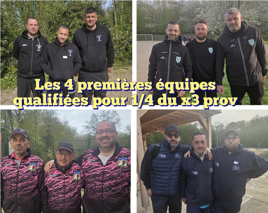 Équipes qualifiées pour les 1/4 du X3 provençal