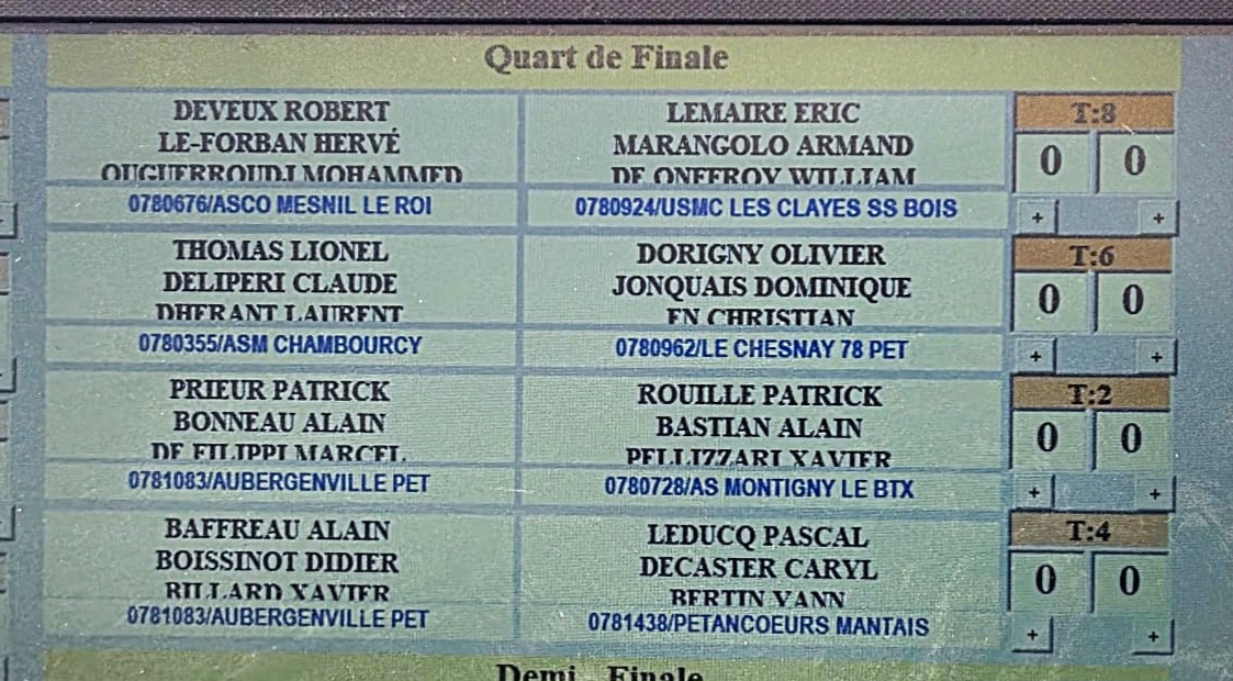 Championnat départemental X3 vétérans 1/4 de finale