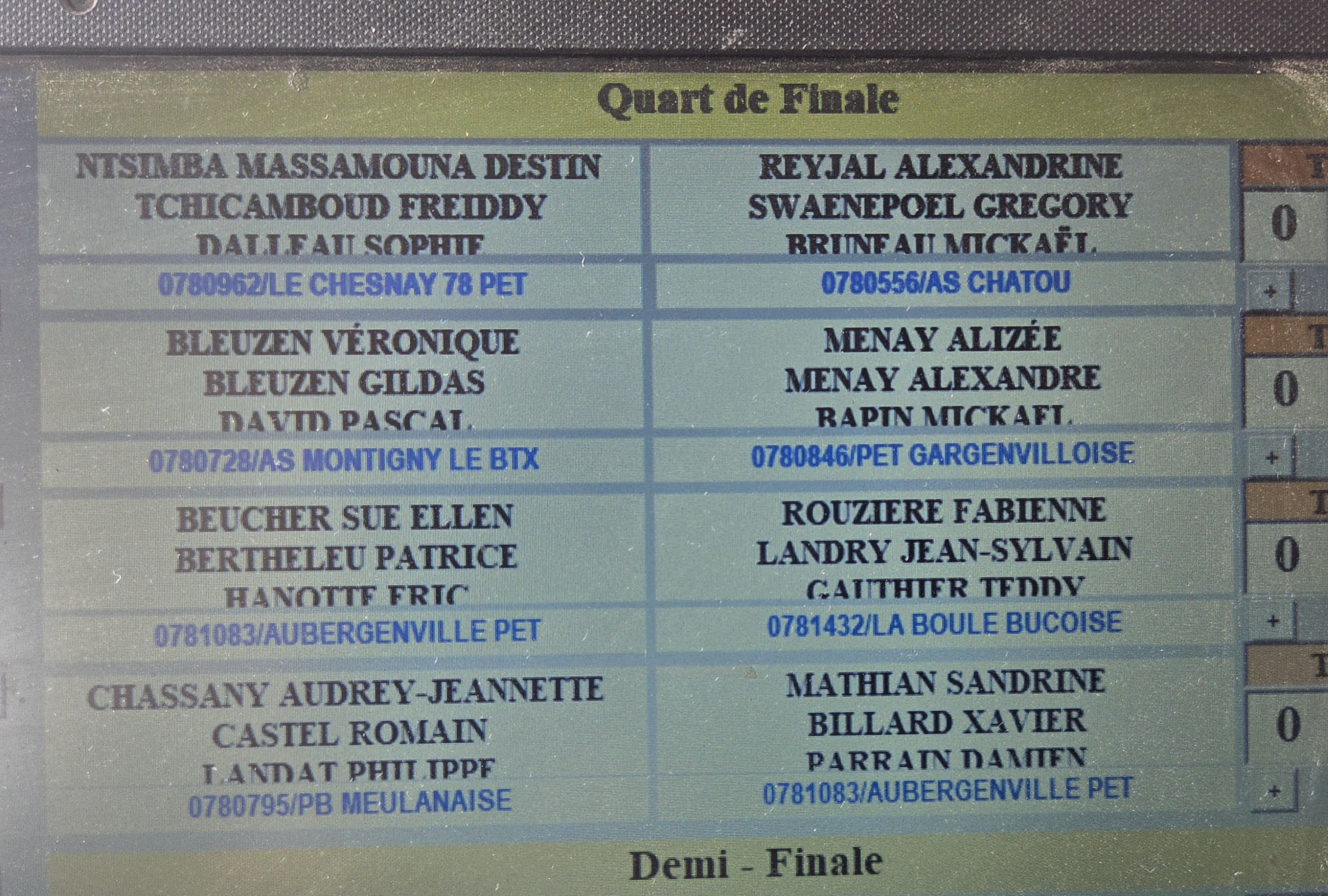 Tirage des 1/4 de finale Championnat X3 mixte Tirage des 1/4 de finale Championnat X3 mixte