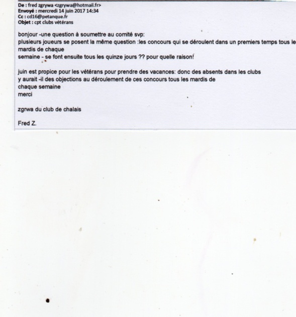 QUESTION AU COMITE DEPARTEMENTAL 16 QUESTION AU COMITE DEPARTEMENTAL 16