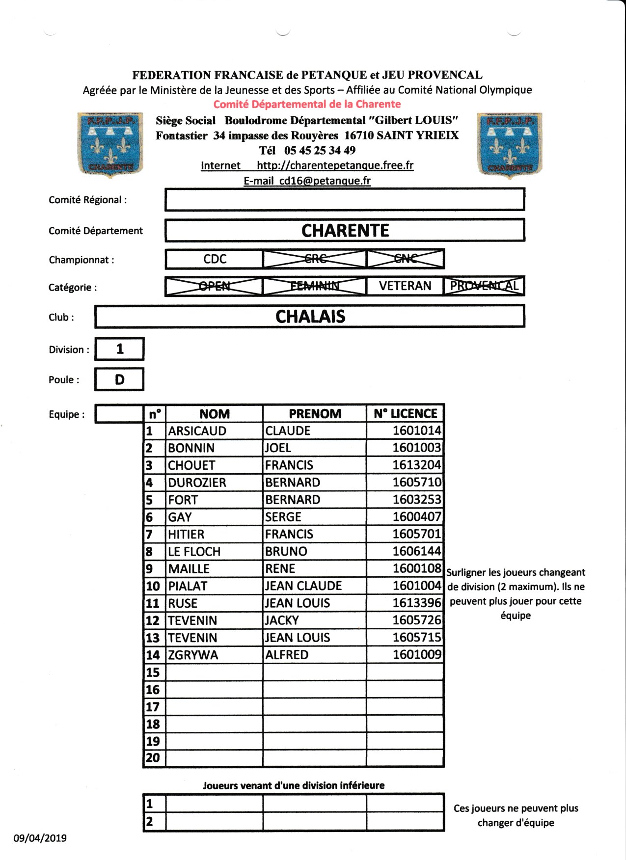 cdcv première division 2019 cdcv première division 2019