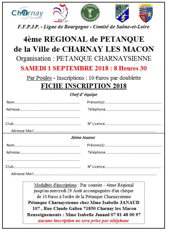 4 ème REGIONAL de la Ville de Charnay-lès-Mâcon 4 ème REGIONAL de la Ville de Charnay-lès-Mâcon
