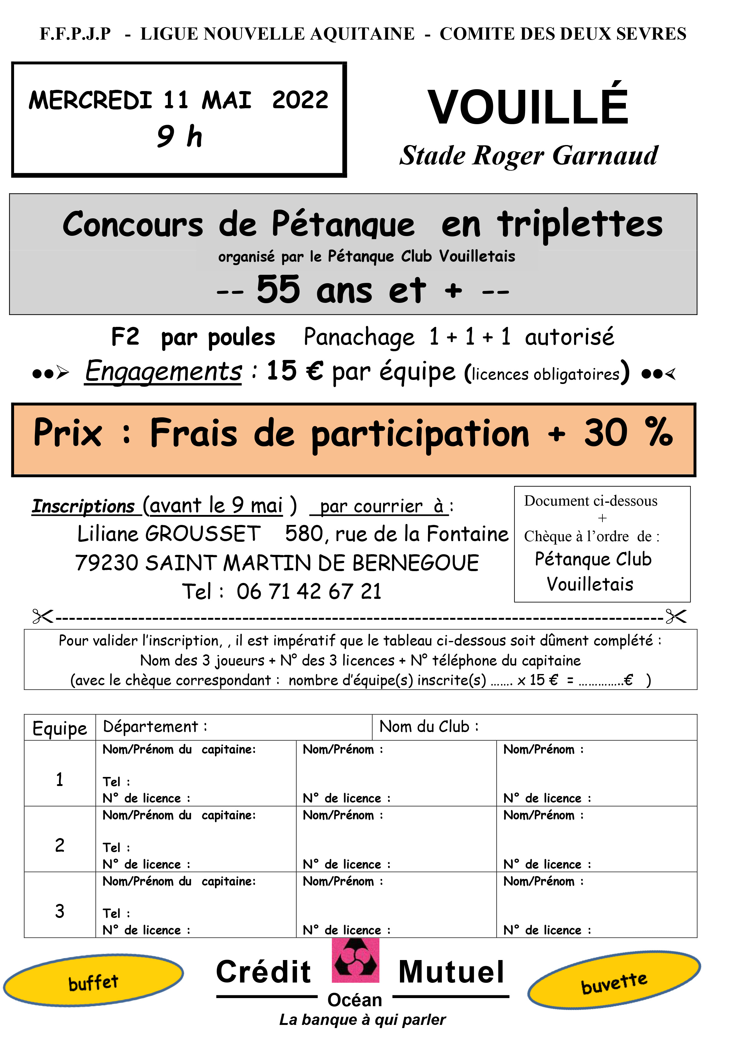 Concours pétanque 11 mai 2022 - Vouillé Concours pétanque 11 mai 2022 - Vouillé