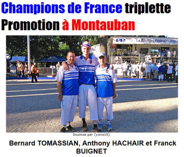 Les Mériellois Champion de France triplette Promotion 2015 Les Mériellois Champion de France triplette Promotion 2015