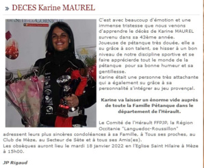 DECES DE KARINE MAUREL DECES DE KARINE MAUREL