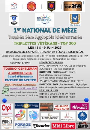 NATIONAL DE MEZE 2025 - Trophée Sète Agglopôle Méditerranée NATIONAL DE MEZE 2025 - Trophée Sète Agglopôle Méditerranée