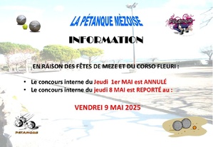 ANNULATION ET REPORT DES CONCOURS INTERNES DE DEBUT MAI 2025 ANNULATION ET REPORT DES CONCOURS INTERNES DE DEBUT MAI 2025