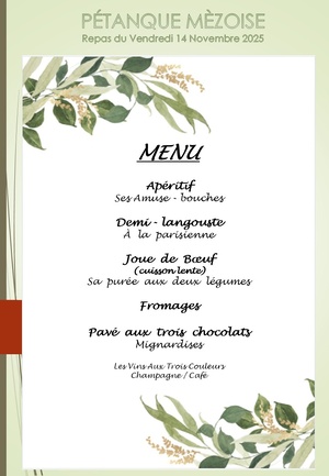 CONVOCATION 2025 A L'AG ANNUELLE & REPAS DE LA PETANQUE MEZOISE